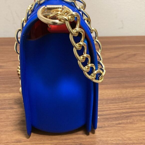 NWOT PVC Shoulder/Crossbody Handbag in Red/White/Blue with Gold-tone Hardware. - Picture 6 of 9